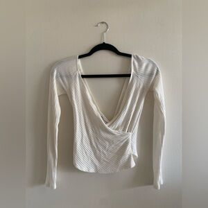 Reformation Minnie White Drape Front Blouse